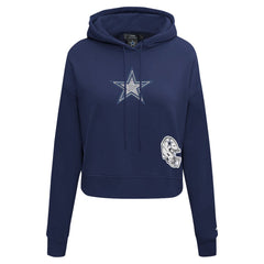 Dallas Cowboys Pro Standard Women's Jeweled Cropped Pullover Hoodie - Navy cheap