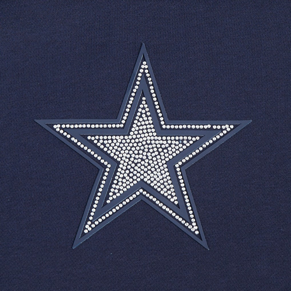 Dallas Cowboys Pro Standard Women's Jeweled Cropped Pullover Hoodie - Navy cheap
