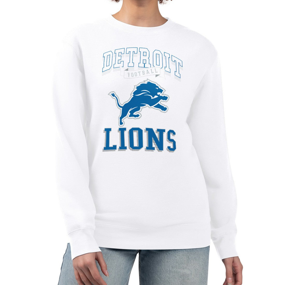 Detroit Lions G-III 4Her by Carl Banks Women's Team Logo Graphic Tri-Blend Pullover Sweatshirt - White outlet