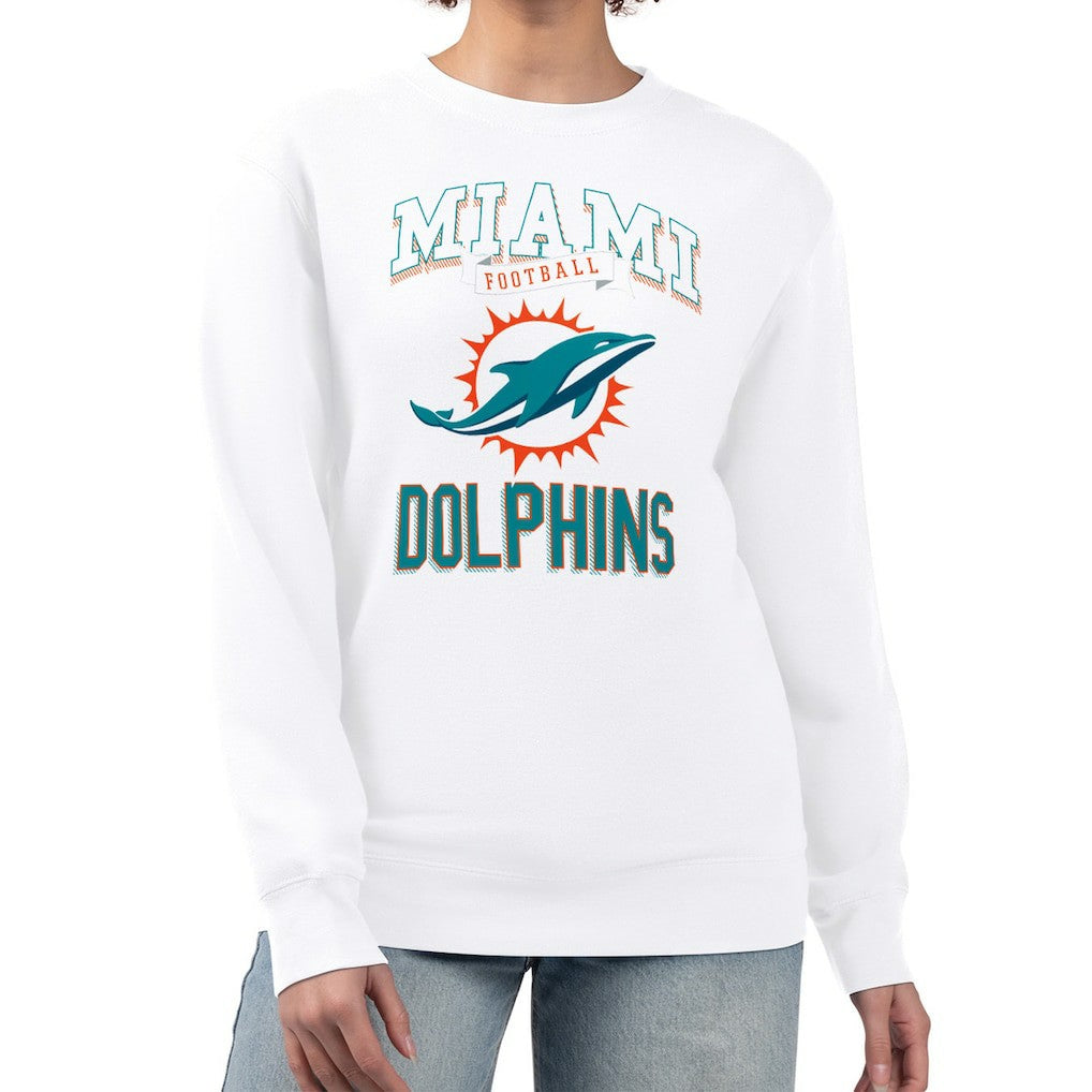 Miami Dolphins G-III 4Her by Carl Banks Women's Team Logo Graphic Tri-Blend Pullover Sweatshirt - White outlet