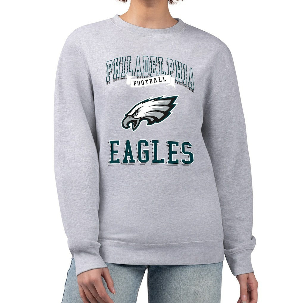 Philadelphia Eagles G-III 4Her by Carl Banks Women's Team Logo Graphic Tri-Blend Pullover Sweatshirt - Heather Gray for sale