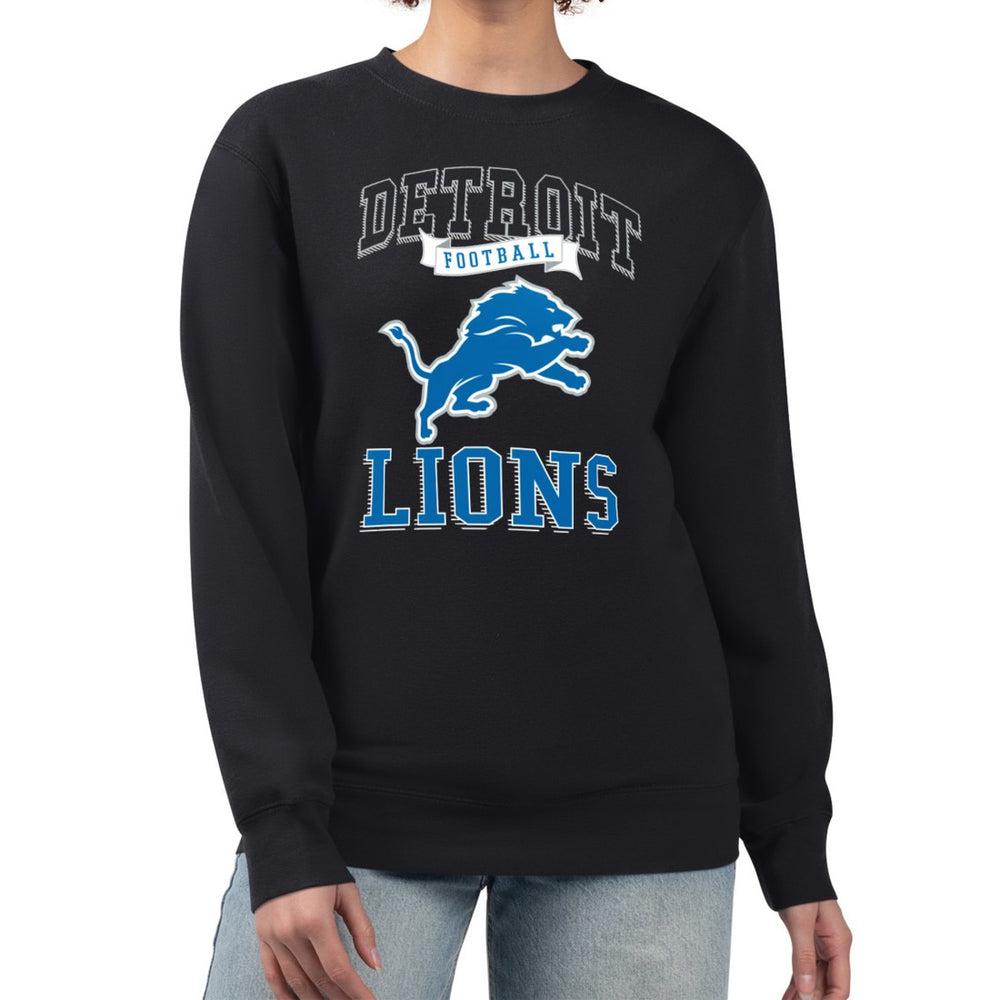 Detroit Lions G-III 4Her by Carl Banks Women's Team Logo Graphic Tri-Blend Pullover Sweatshirt - Black cheap