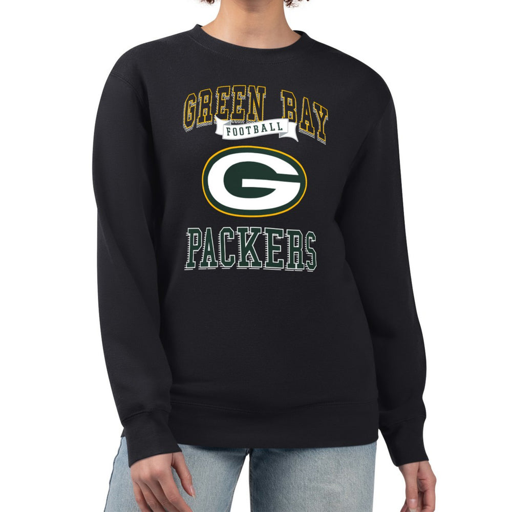 Green Bay Packers G-III 4Her by Carl Banks Women's Team Logo Graphic Tri-Blend Pullover Sweatshirt - Black cheap