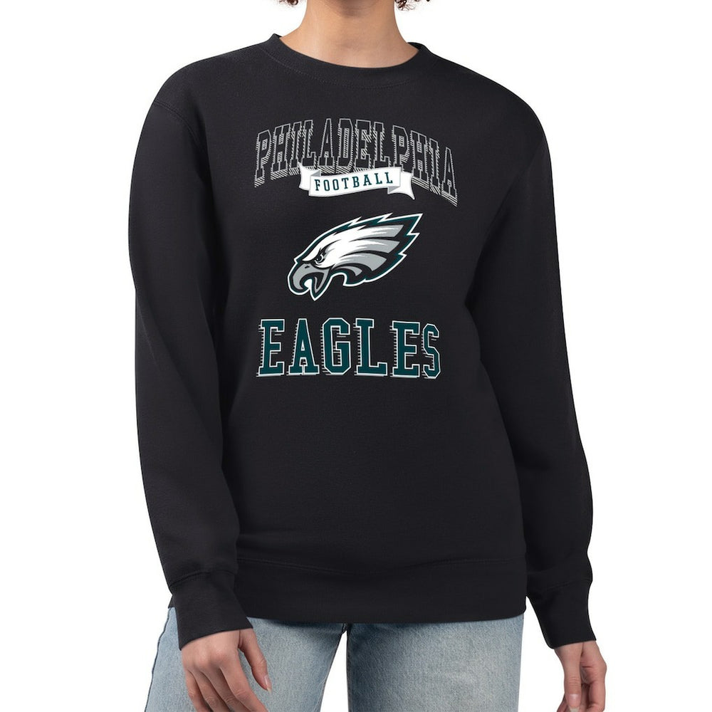 Philadelphia Eagles G-III 4Her by Carl Banks Women's Team Logo Graphic Tri-Blend Pullover Sweatshirt - Black on sale