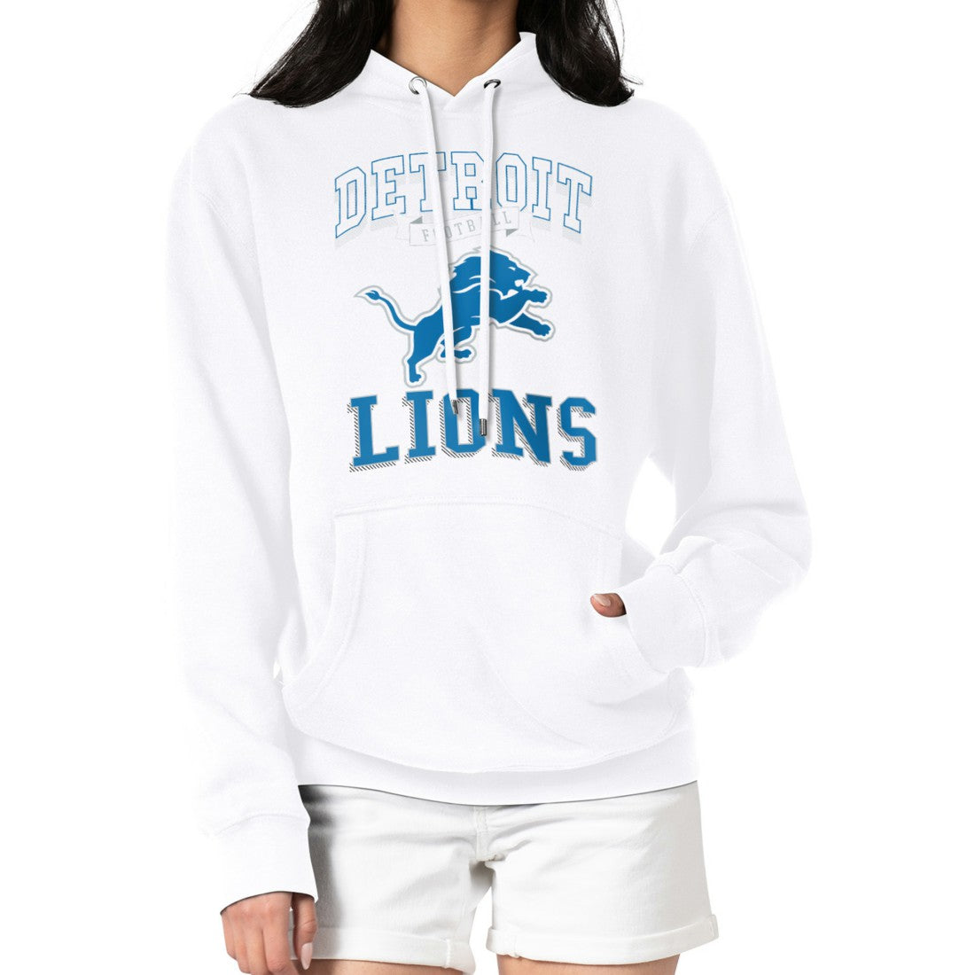 Detroit Lions G-III 4Her by Carl Banks Women's Team Logo Graphic Fleece Tri-Blend Pullover Hoodie - White discount