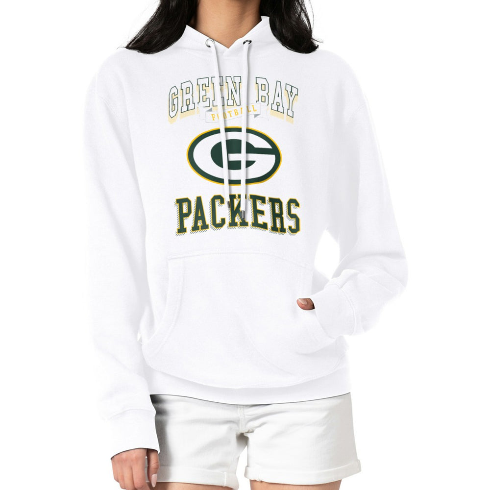Green Bay Packers G-III 4Her by Carl Banks Women's Team Logo Graphic Fleece Tri-Blend Pullover Hoodie - White outlet
