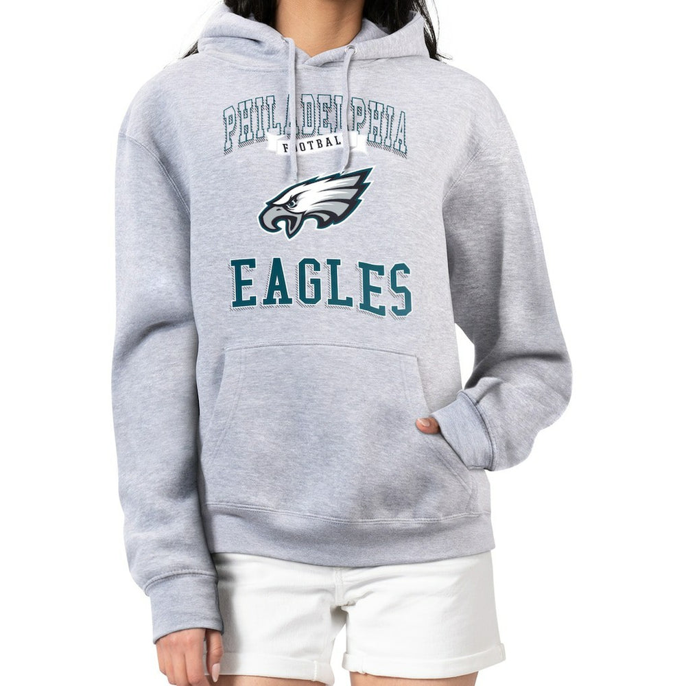 Philadelphia Eagles G-III 4Her by Carl Banks Women's Team Logo Graphic Fleece Tri-Blend Pullover Hoodie - Heather Gray discount
