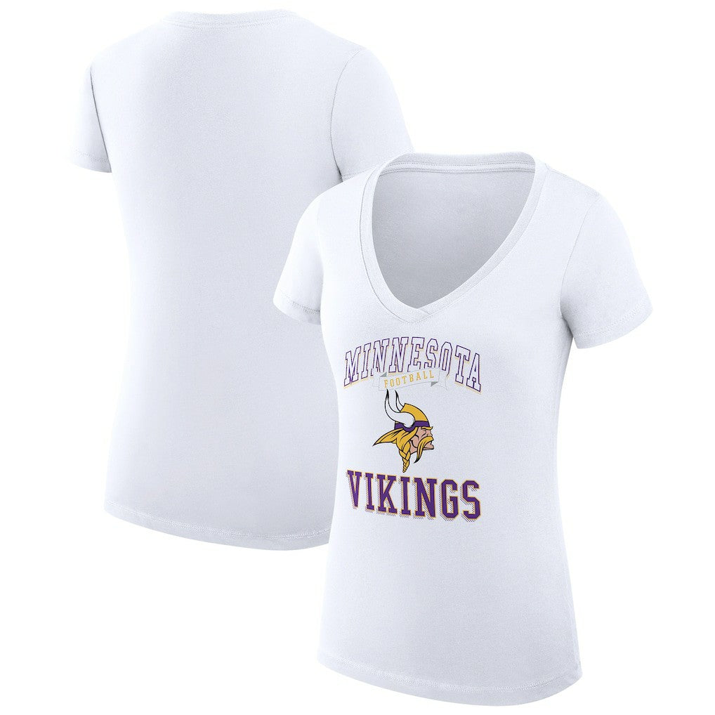 Minnesota Vikings G-III 4Her by Carl Banks Women's Super-Slim Fit Lightweight Team Logo Graphic V-Neck T-Shirt - White on sale