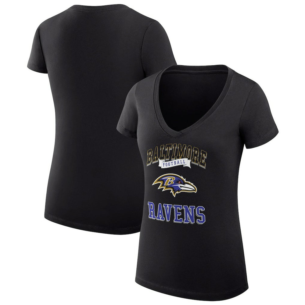 Baltimore Ravens G-III 4Her by Carl Banks Women's Super-Slim Fit Lightweight Team Logo Graphic V-Neck T-Shirt - Black on sale