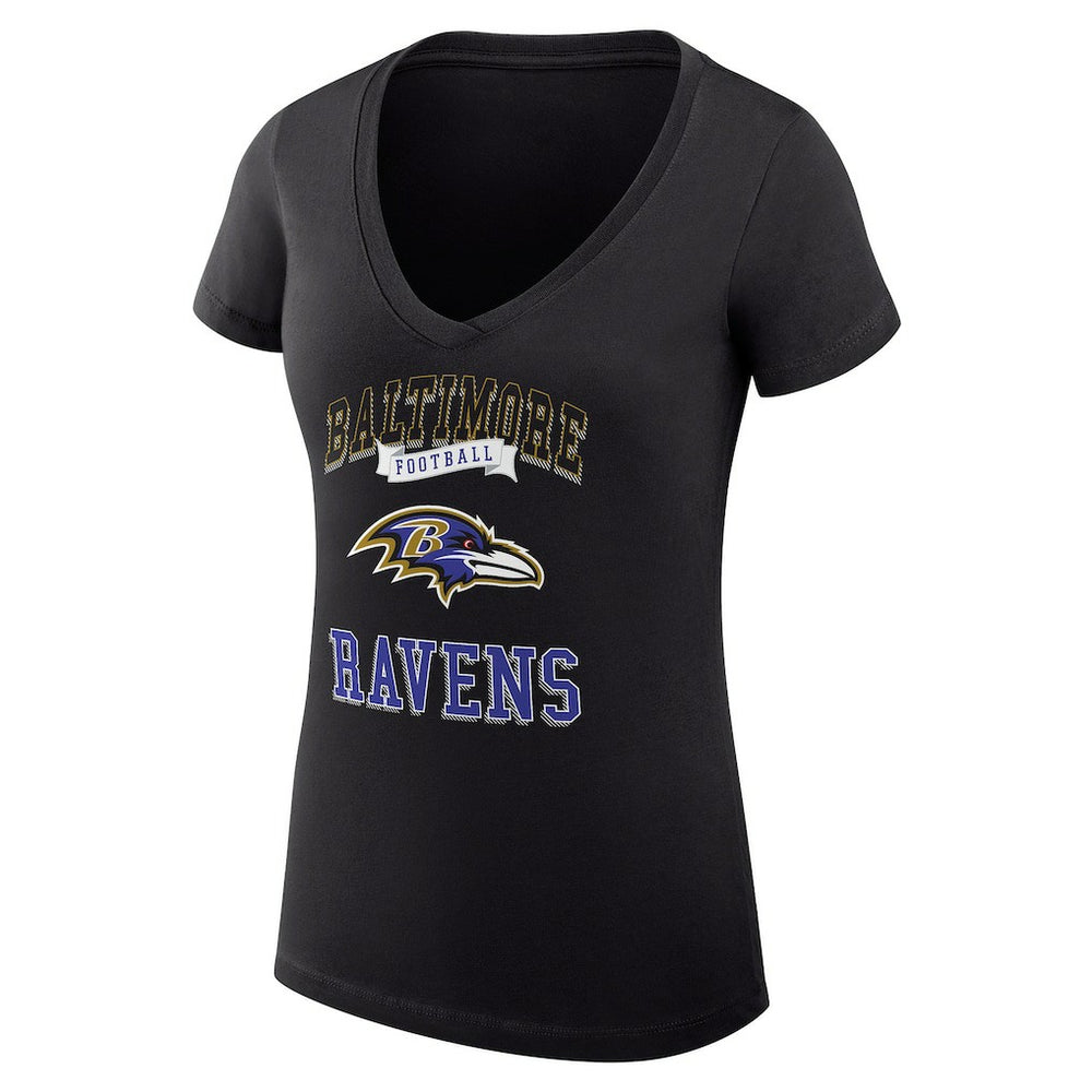 Baltimore Ravens G-III 4Her by Carl Banks Women's Super-Slim Fit Lightweight Team Logo Graphic V-Neck T-Shirt - Black on sale
