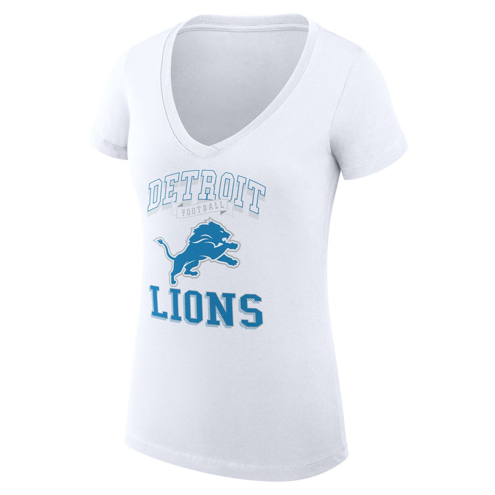 Detroit Lions G-III 4Her by Carl Banks Women's Super-Slim Fit Lightweight Team Logo Graphic V-Neck T-Shirt - White for sale