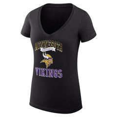 Minnesota Vikings G-III 4Her by Carl Banks Women's Super-Slim Fit Lightweight Team Logo Graphic V-Neck T-Shirt - Black cheap