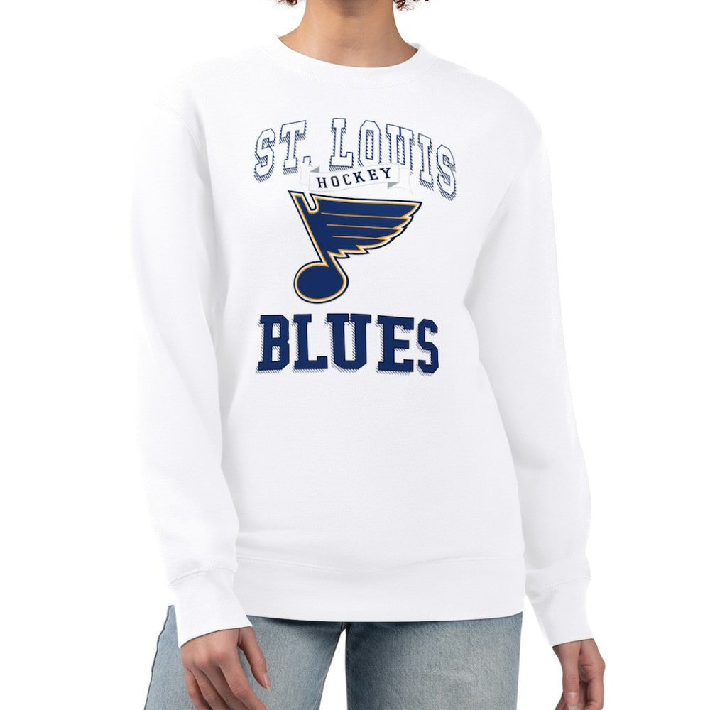 St. Louis Blues G-III 4Her by Carl Banks Women's Team Logo Tri-Blend Fleece Pullover Sweatshirt White