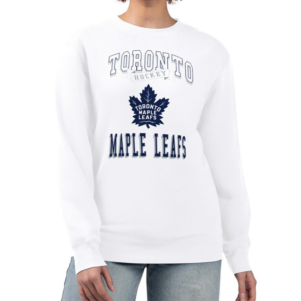 Toronto Maple Leafs G-III 4Her by Carl Banks Women's Team Logo Tri-Blend Fleece Pullover Sweatshirt White