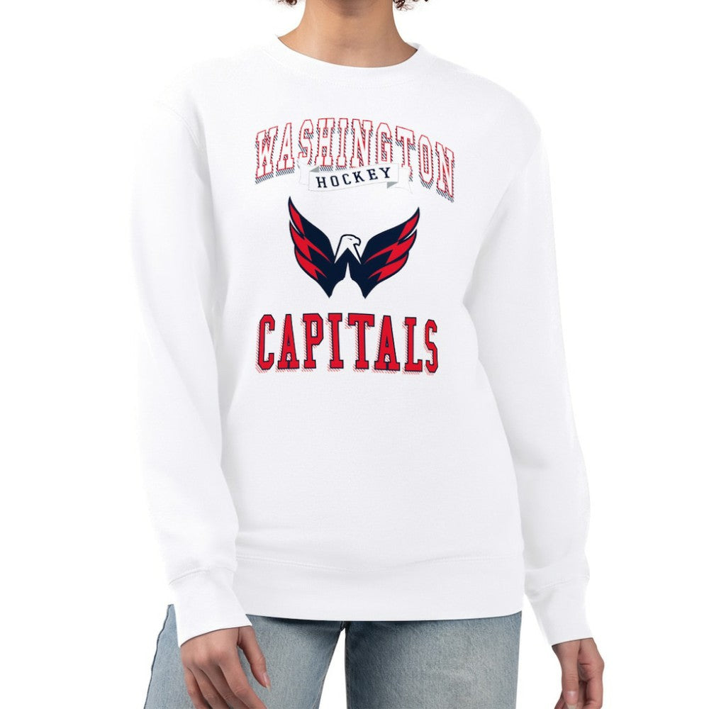 Washington Capitals G-III 4Her by Carl Banks Women's Team Logo Tri-Blend Fleece Pullover Sweatshirt White