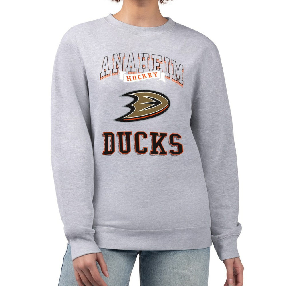 Anaheim Ducks G-III 4Her by Carl Banks Women's Team Logo Tri-Blend Fleece Pullover Sweatshirt Heather Gray