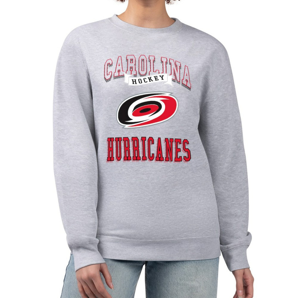 Carolina Hurricanes G-III 4Her by Carl Banks Women's Team Logo Tri-Blend Fleece Pullover Sweatshirt Heather Gray