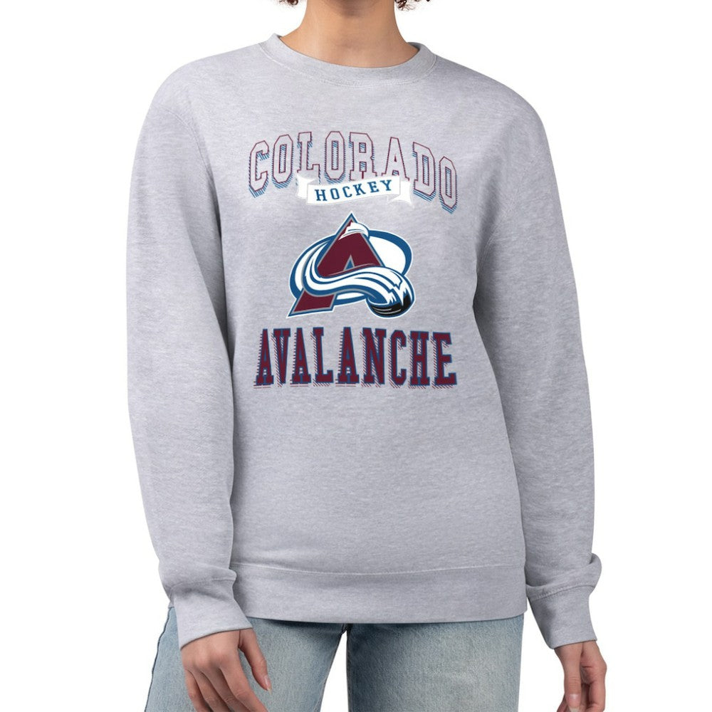 Colorado Avalanche G-III 4Her by Carl Banks Women's Team Logo Tri-Blend Fleece Pullover Sweatshirt Heather Gray