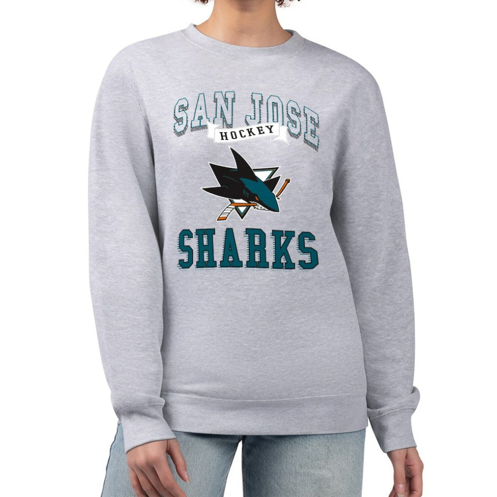 San Jose Sharks G-III 4Her by Carl Banks Women's Team Logo Tri-Blend Fleece Pullover Sweatshirt Heather Gray
