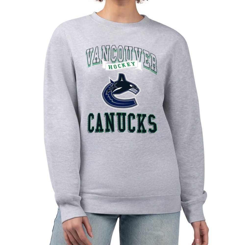 Vancouver Canucks G-III 4Her by Carl Banks Women's Team Logo Tri-Blend Fleece Pullover Sweatshirt Heather Gray