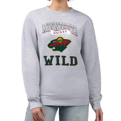 Minnesota Wild G-III 4Her by Carl Banks Women's Team Logo Tri-Blend Fleece Pullover Sweatshirt Heather Gray