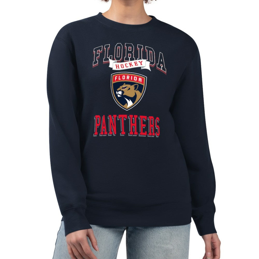 Florida Panthers G-III 4Her by Carl Banks Women's Team Logo Tri-Blend Fleece Pullover Sweatshirt Navy