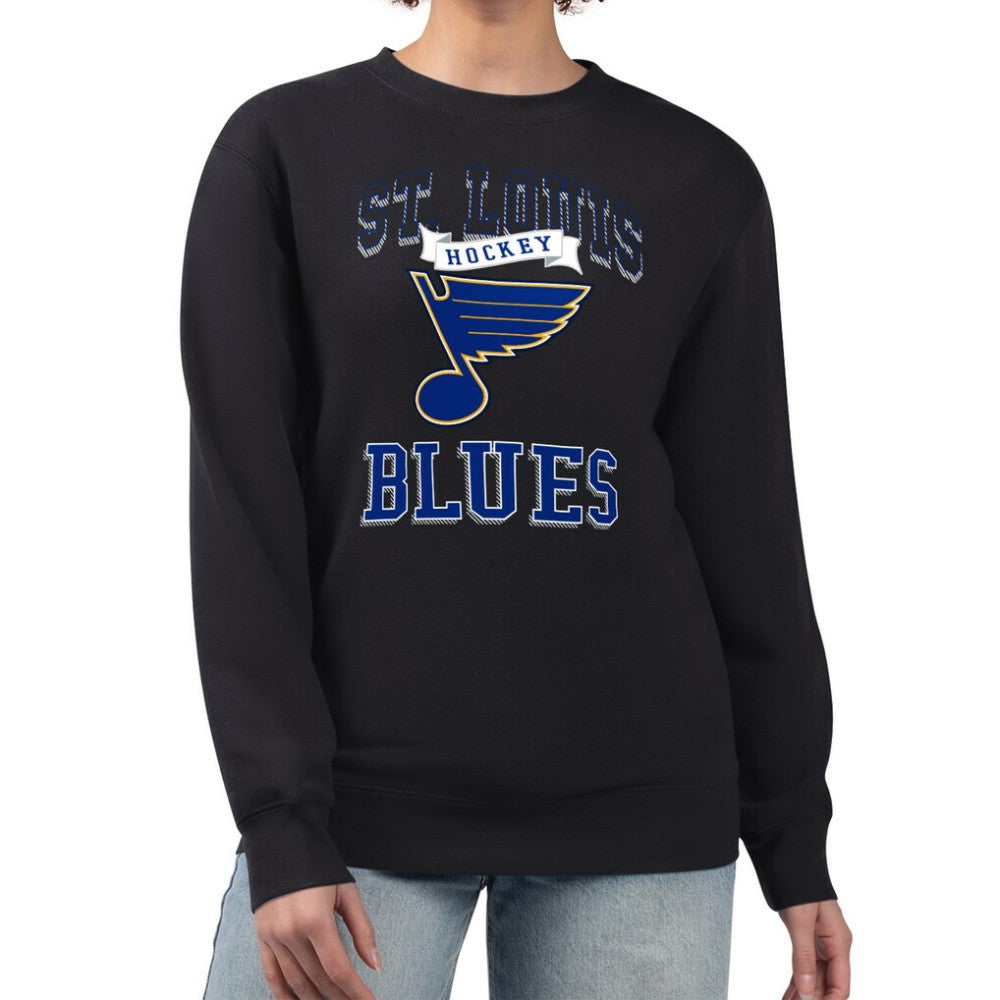 St. Louis Blues G-III 4Her by Carl Banks Women's Team Logo Tri-Blend Fleece Pullover Sweatshirt Black