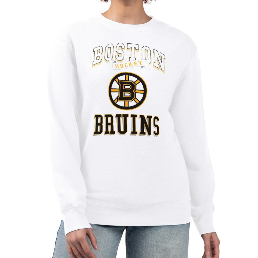 Boston Bruins G-III 4Her by Carl Banks Women's Team Logo Tri-Blend Fleece Pullover Sweatshirt White