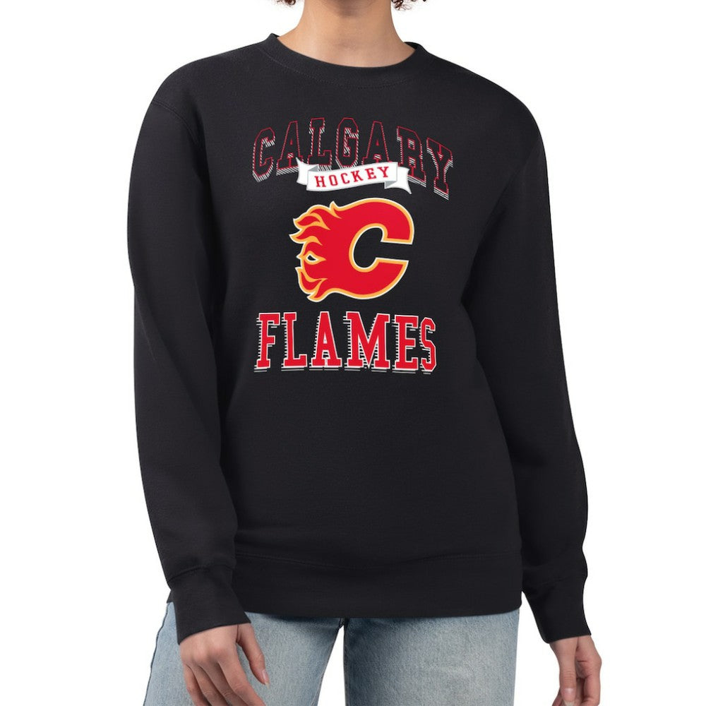 Calgary Flames G-III 4Her by Carl Banks Women's Team Logo Tri-Blend Fleece Pullover Sweatshirt Black