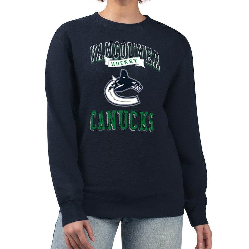 Vancouver Canucks G-III 4Her by Carl Banks Women's Team Logo Tri-Blend Fleece Pullover Sweatshirt Navy