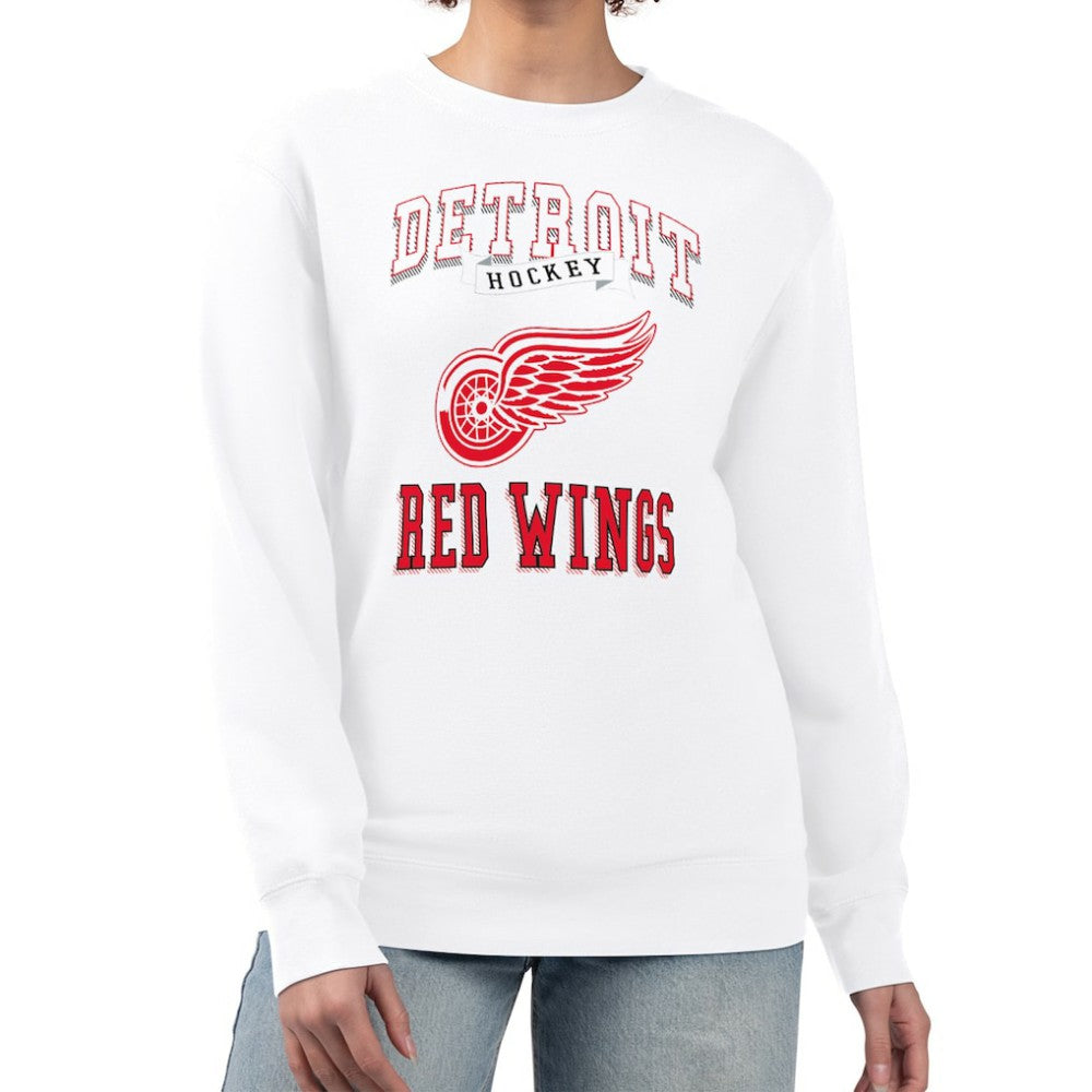 Detroit Red Wings G-III 4Her by Carl Banks Women's Team Logo Tri-Blend Fleece Pullover Sweatshirt White