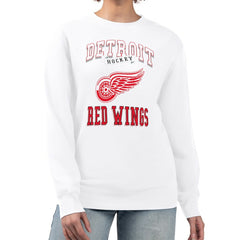 Detroit Red Wings G-III 4Her by Carl Banks Women's Team Logo Tri-Blend Fleece Pullover Sweatshirt White