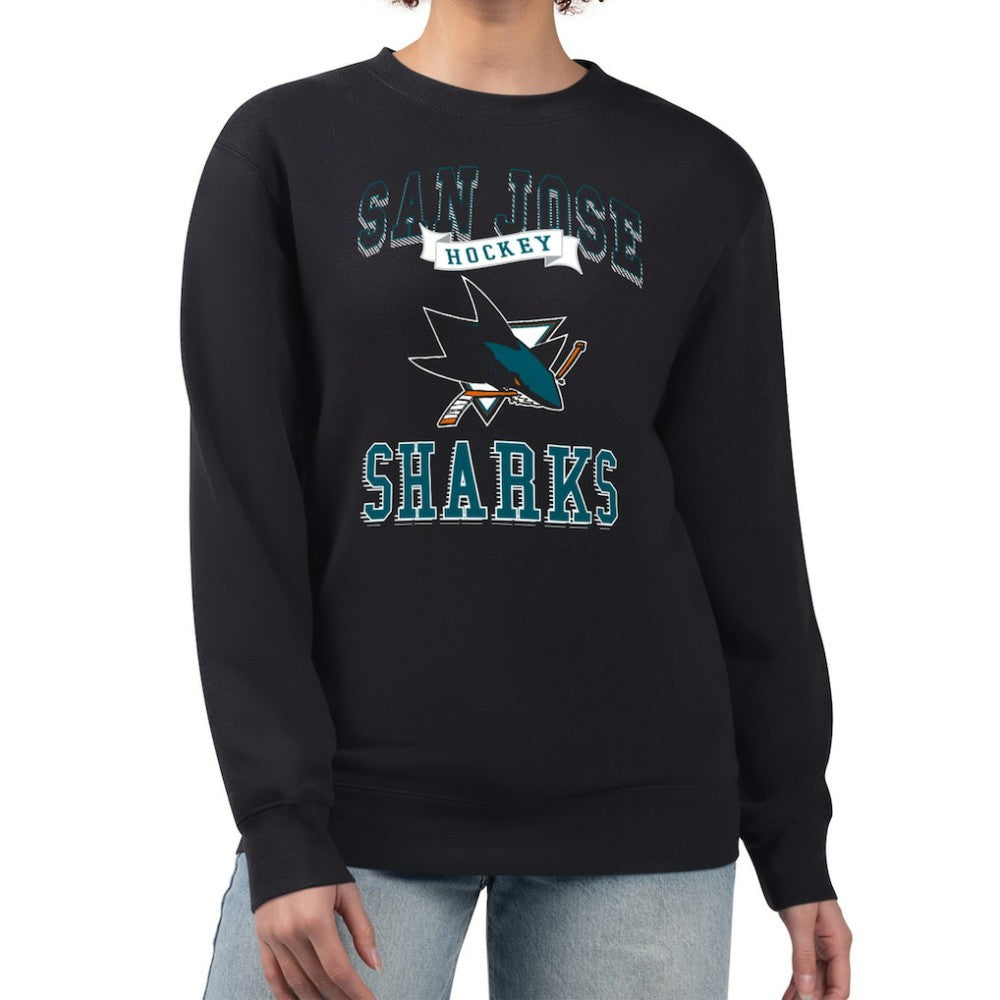 San Jose Sharks G-III 4Her by Carl Banks Women's Team Logo Tri-Blend Fleece Pullover Sweatshirt Black