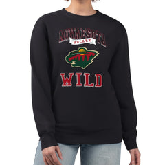 Minnesota Wild G-III 4Her by Carl Banks Women's Team Logo Tri-Blend Fleece Pullover Sweatshirt Black