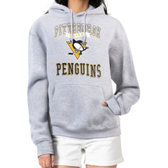 Pittsburgh Penguins G-III 4Her by Carl Banks Women's Team Logo Tri-Blend Fleece Pullover Hoodie Heather Gray