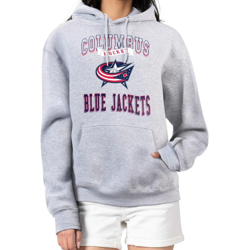 Columbus Blue Jackets G-III 4Her by Carl Banks Women's Team Logo Tri-Blend Fleece Pullover Hoodie Heather Gray