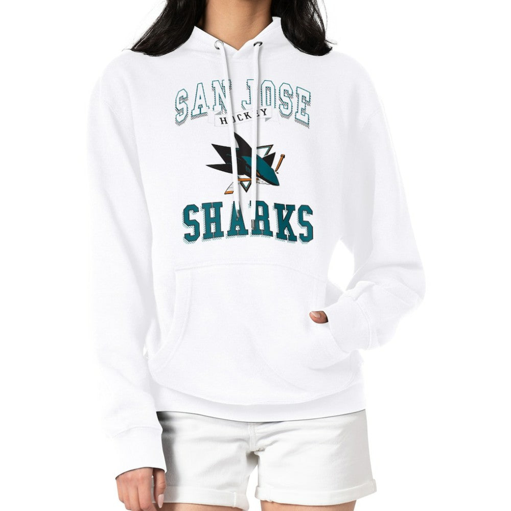 San Jose Sharks G-III 4Her by Carl Banks Women's Team Logo Tri-Blend Fleece Pullover Hoodie White