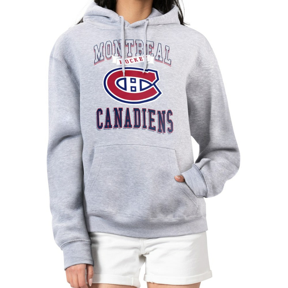 Montreal Canadiens G-III 4Her by Carl Banks Women's Team Logo Tri-Blend Fleece Pullover Hoodie Heather Gray
