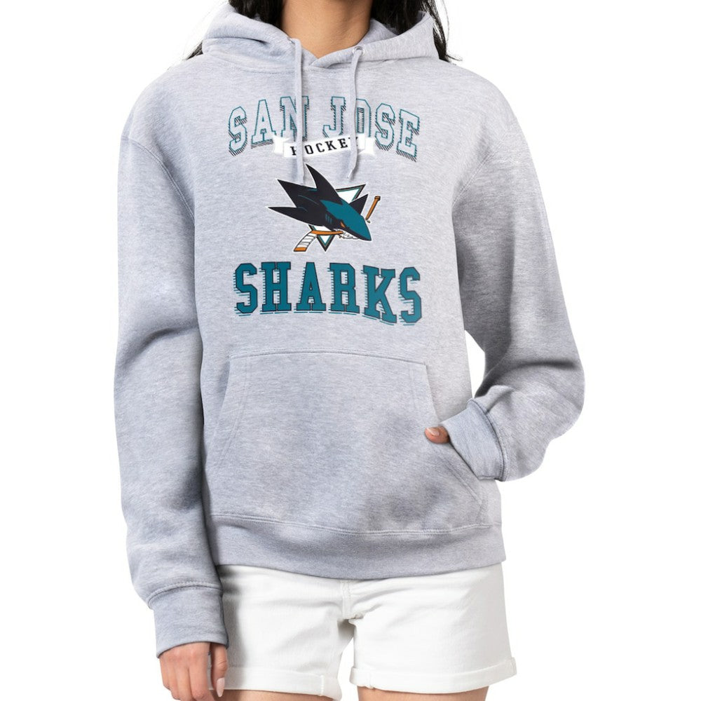 San Jose Sharks G-III 4Her by Carl Banks Women's Team Logo Tri-Blend Fleece Pullover Hoodie Heather Gray