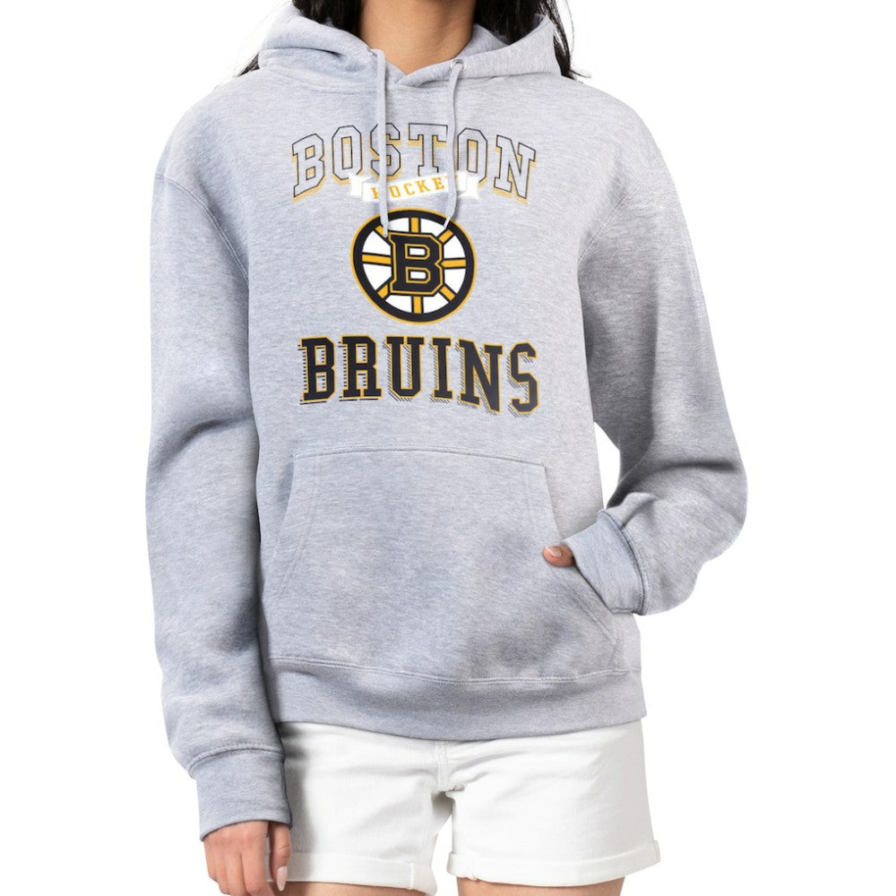 Boston Bruins G-III 4Her by Carl Banks Women's Team Logo Tri-Blend Fleece Pullover Hoodie Heather Gray