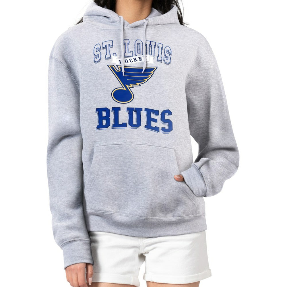 St. Louis Blues G-III 4Her by Carl Banks Women's Team Logo Tri-Blend Fleece Pullover Hoodie Heather Gray