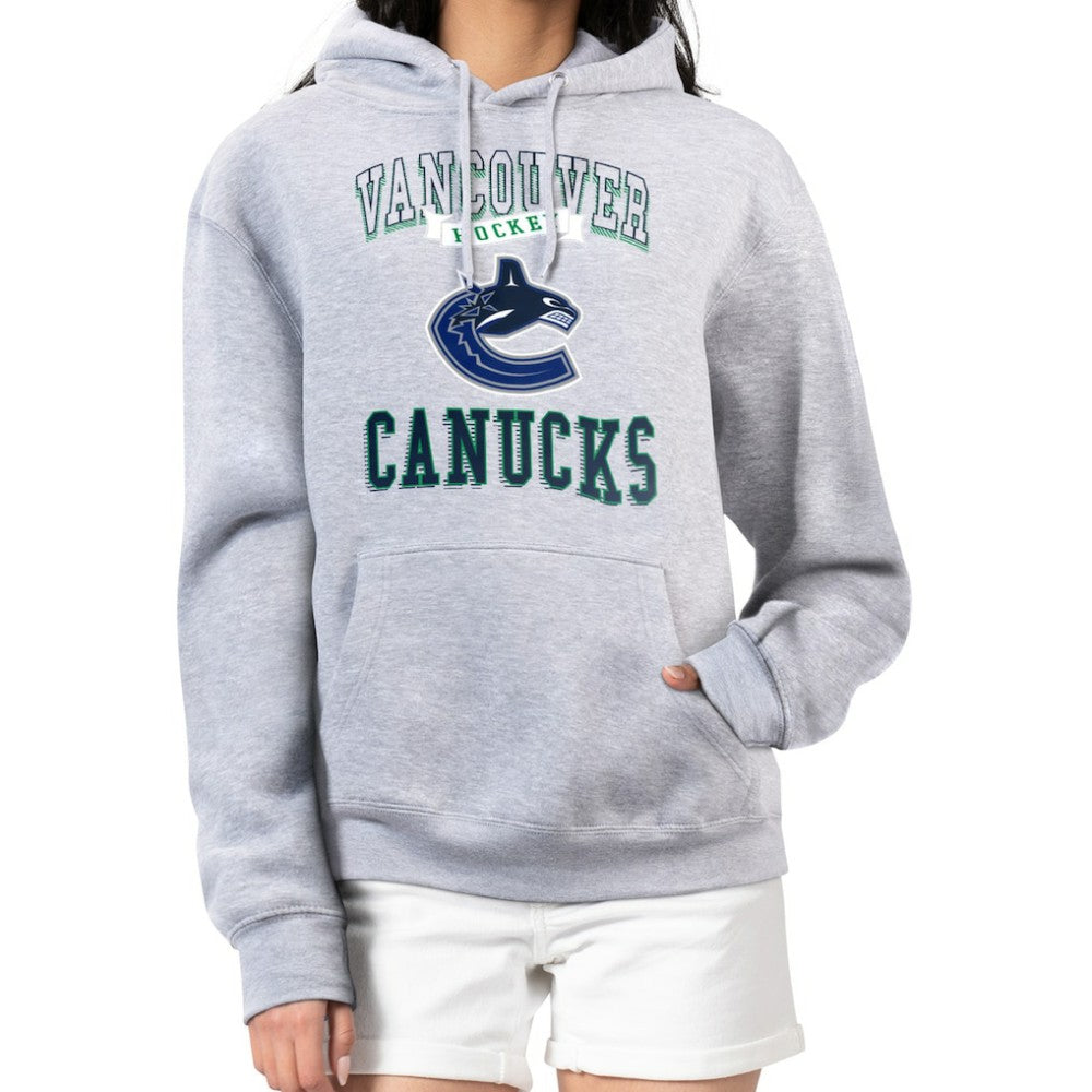 Vancouver Canucks G-III 4Her by Carl Banks Women's Team Logo Tri-Blend Fleece Pullover Hoodie Heather Gray