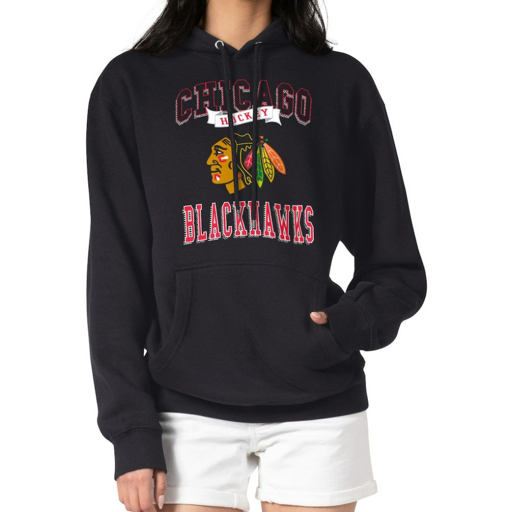 Chicago Blackhawks G-III 4Her by Carl Banks Women's Team Logo Tri-Blend Fleece Pullover Hoodie Black