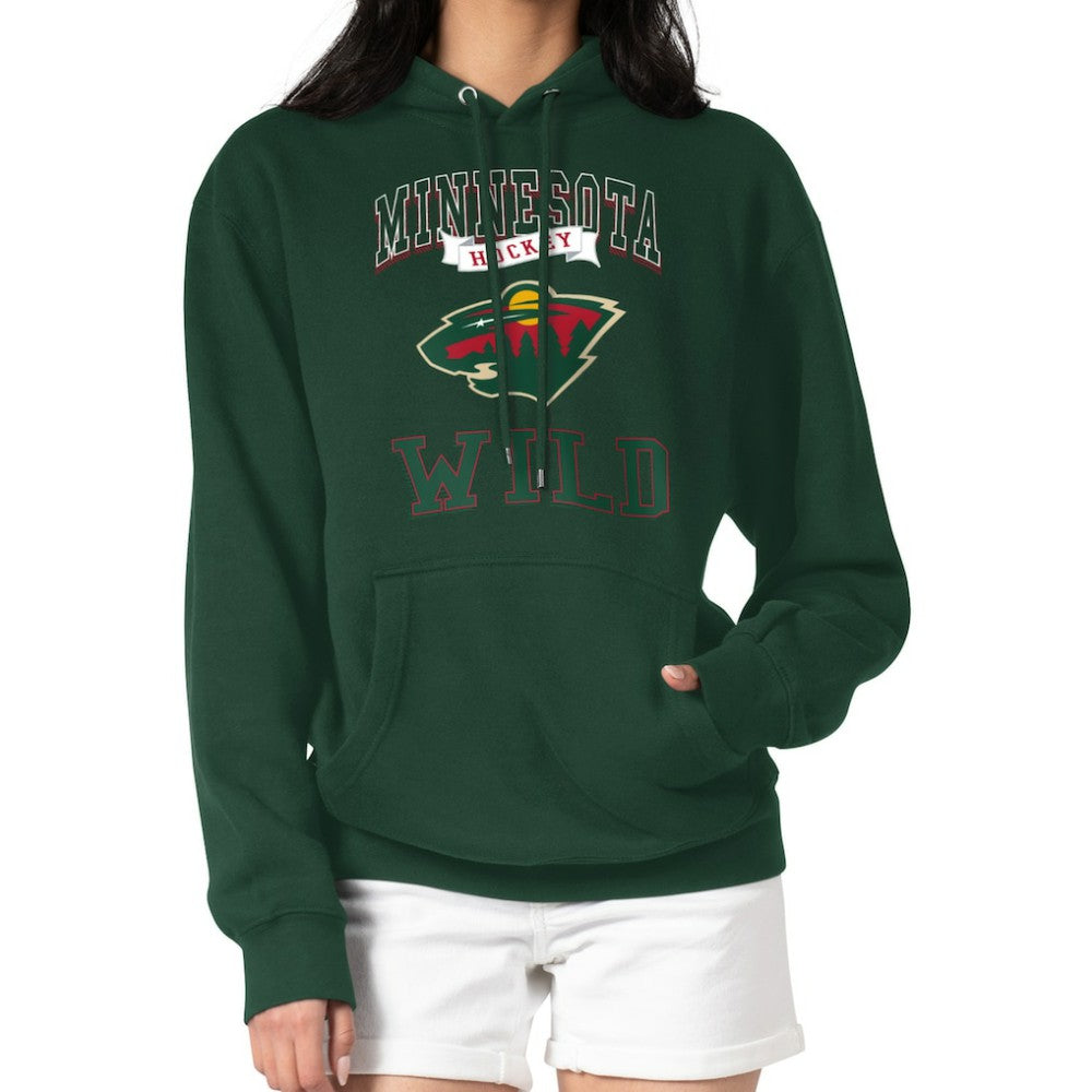Minnesota Wild G-III 4Her by Carl Banks Women's Team Logo Tri-Blend Fleece Pullover Hoodie Olive