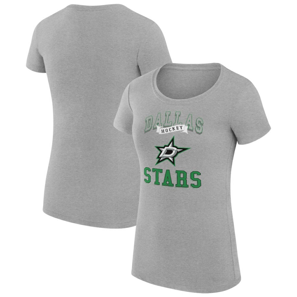 Dallas Stars G-III 4Her by Carl Banks Women's Super-Slim Fit Lightweight Team Logo Graphic T-Shirt Heather Gray