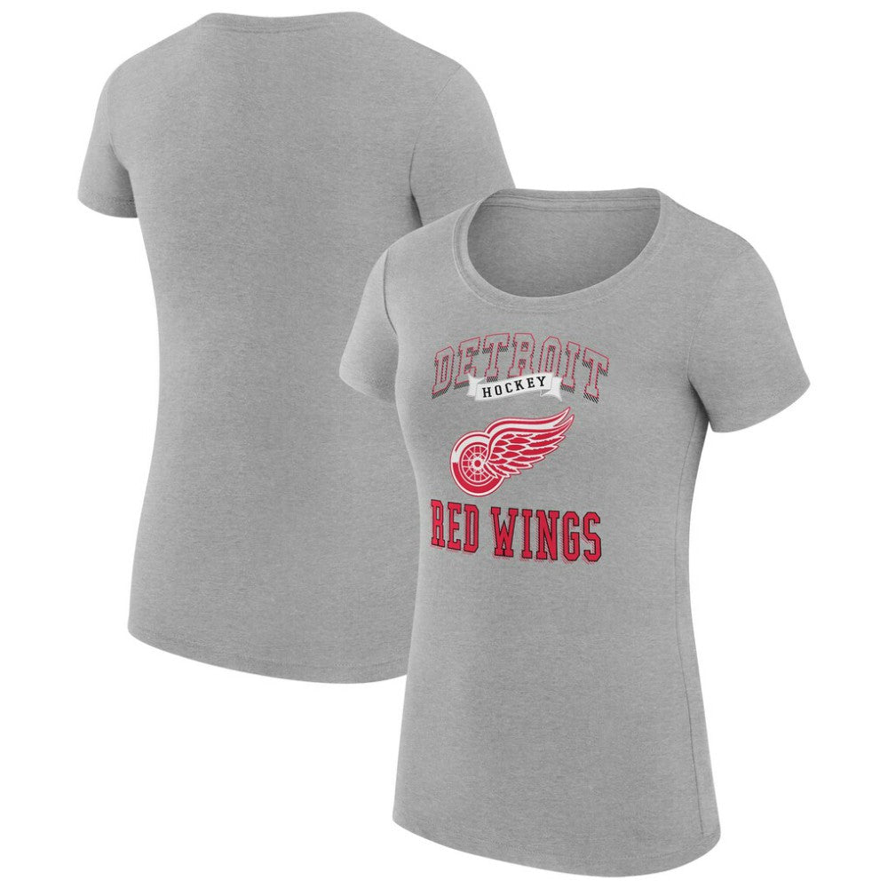 Detroit Red Wings G-III 4Her by Carl Banks Women's Super-Slim Fit Lightweight Team Logo Graphic T-Shirt Heather Gray