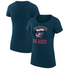 Columbus Blue Jackets G-III 4Her by Carl Banks Women's Super-Slim Fit Lightweight Team Logo Graphic T-Shirt Navy