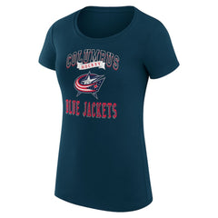 Columbus Blue Jackets G-III 4Her by Carl Banks Women's Super-Slim Fit Lightweight Team Logo Graphic T-Shirt Navy