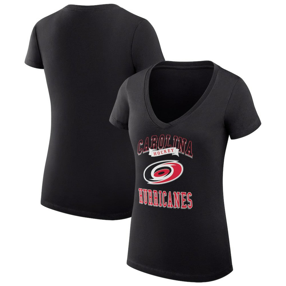 Carolina Hurricanes G-III 4Her by Carl Banks Women's Super-Slim Fit Lightweight Team Logo Graphic V-Neck T-Shirt Black