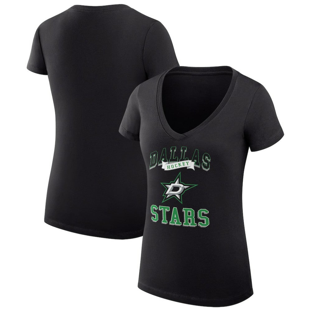 Dallas Stars G-III 4Her by Carl Banks Women's Super-Slim Fit Lightweight Team Logo Graphic V-Neck T-Shirt Black